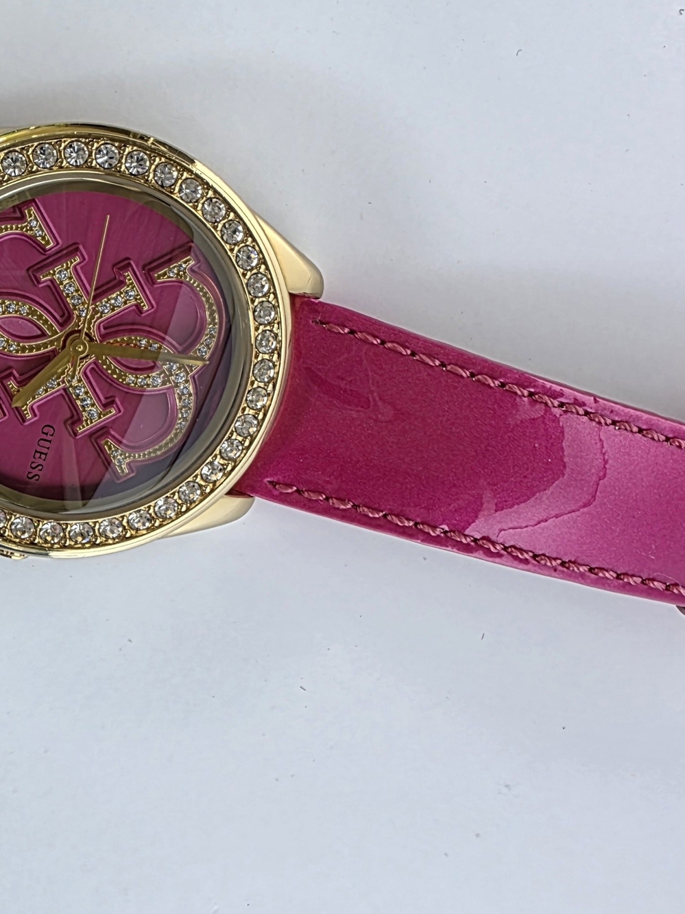 GUESS Gold-Tone Watch with Pink Dial and Pink Strap NEW BATTERY - Picture 5 of 17